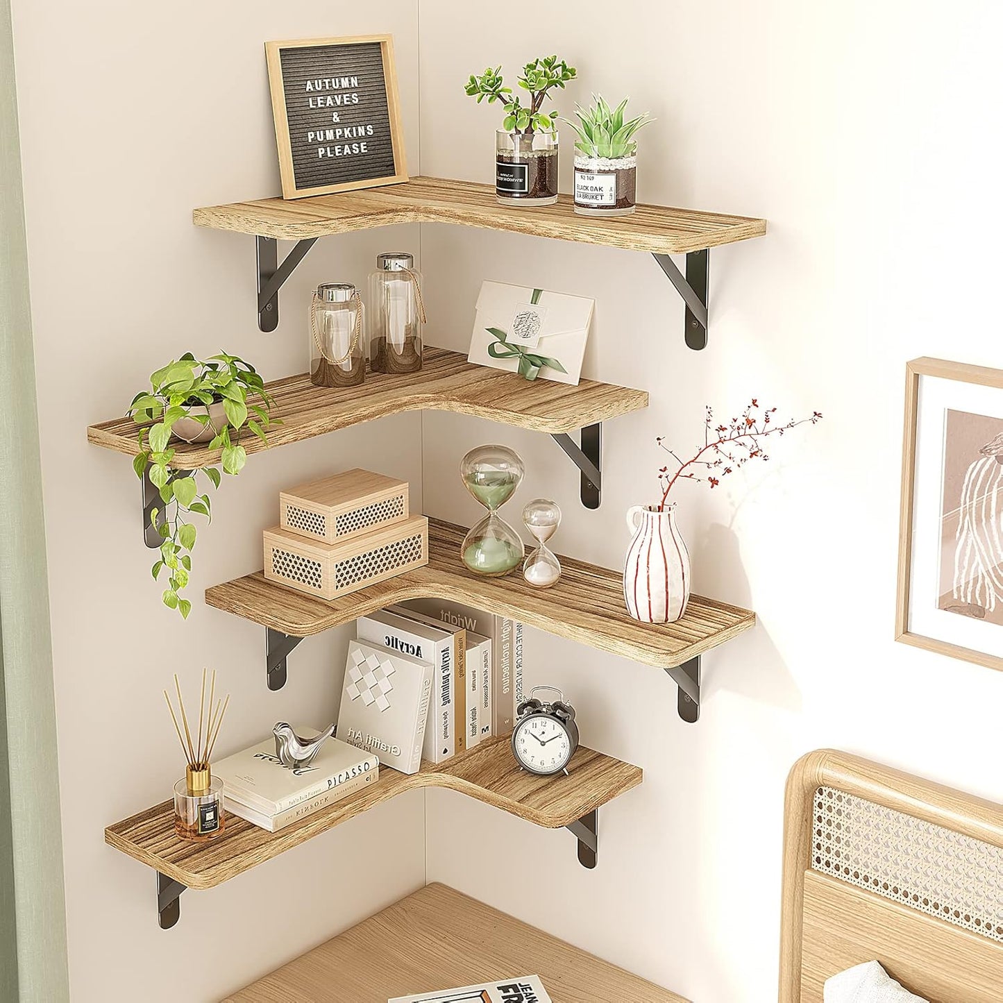 Corner Wall Shelves – Space Saving Floating Rack for Home Decor
