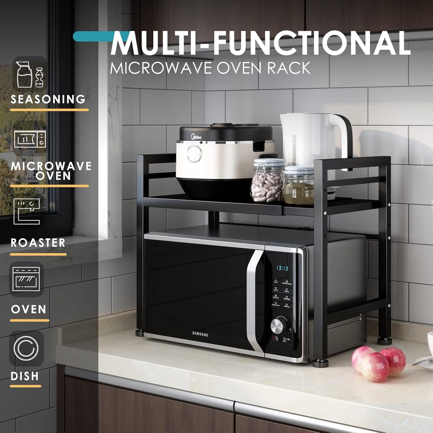 2 Tier Expandable Countertop Shelf | Space Saving Kitchen Rack