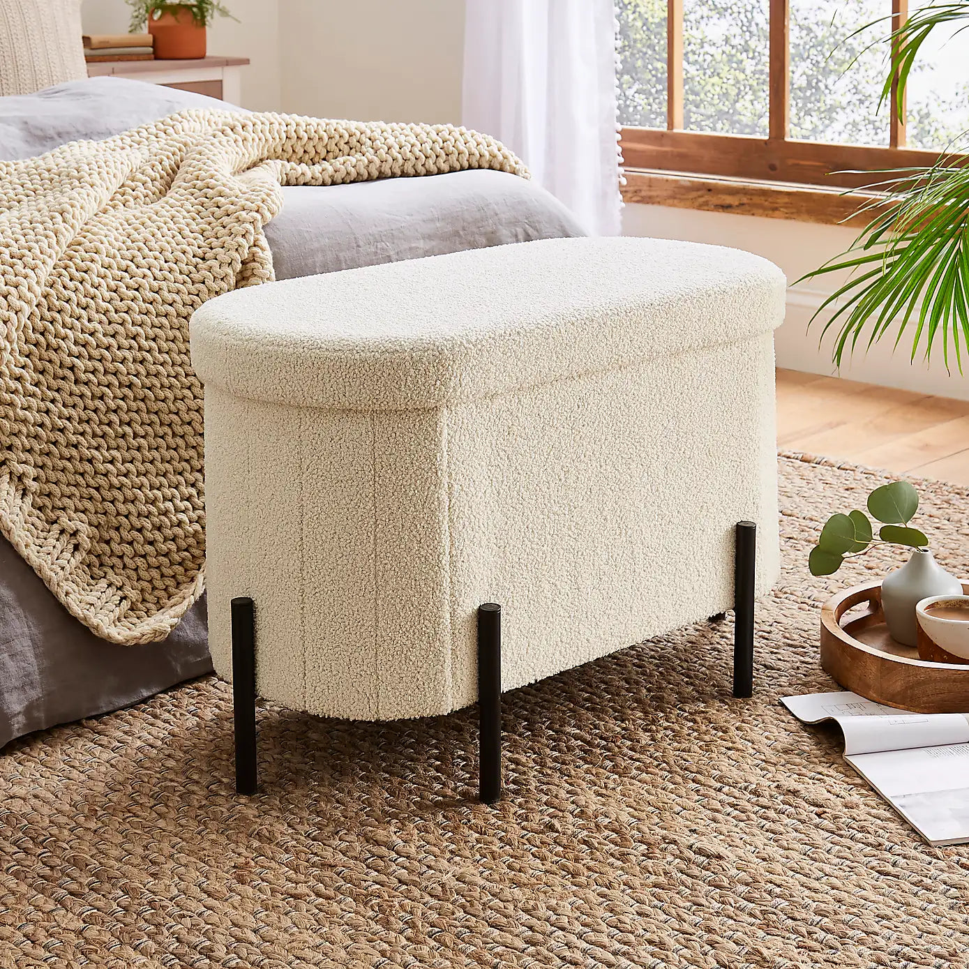 Lozenge Ottoman Bench | Storage Box | Modern Bedroom Furniture