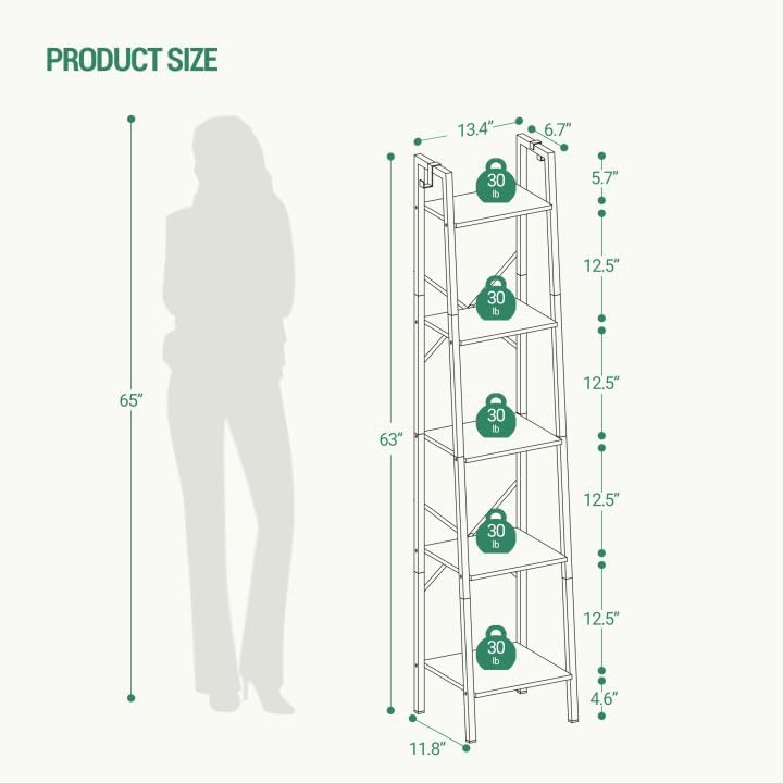 5 Tier Floor Shelf – Wall Standing Storage Rack for Home Decor