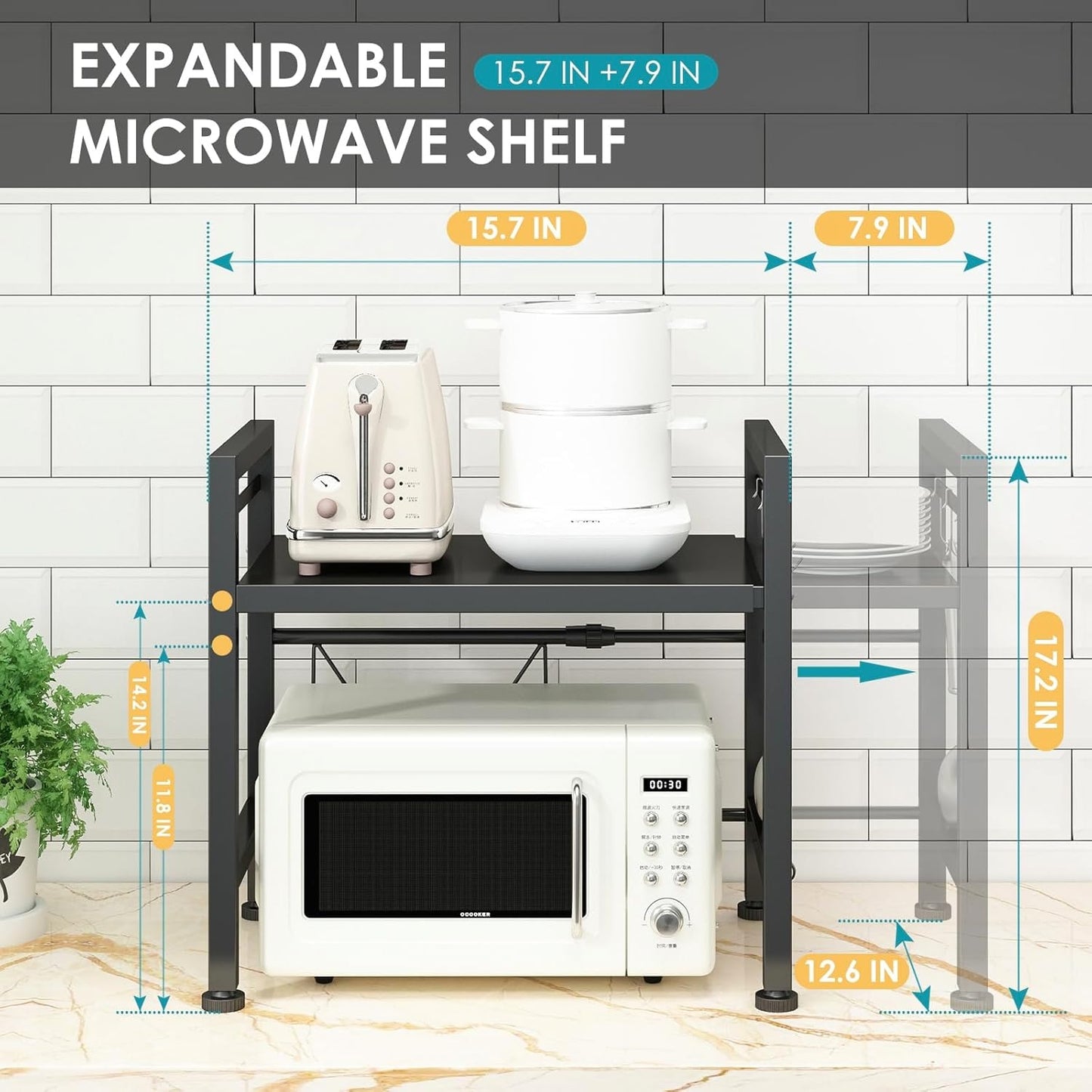 2 Tier Expandable Countertop Shelf | Space Saving Kitchen Rack