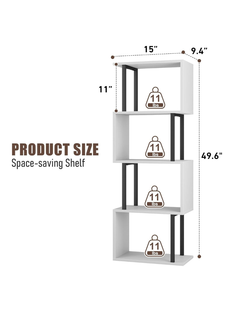 4 Tier Open Shelf | Modern Bookcase for Home & Office