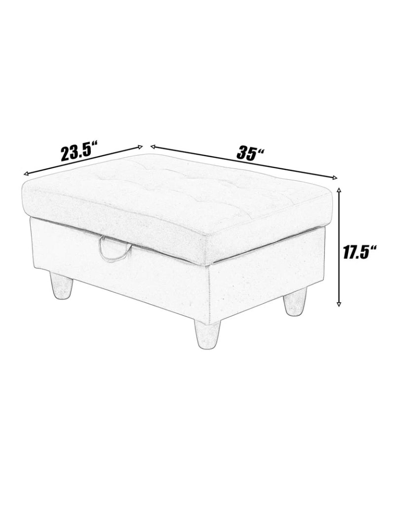 Linen Cushioned Stool | Space Saving Storage | Modern Home Decor