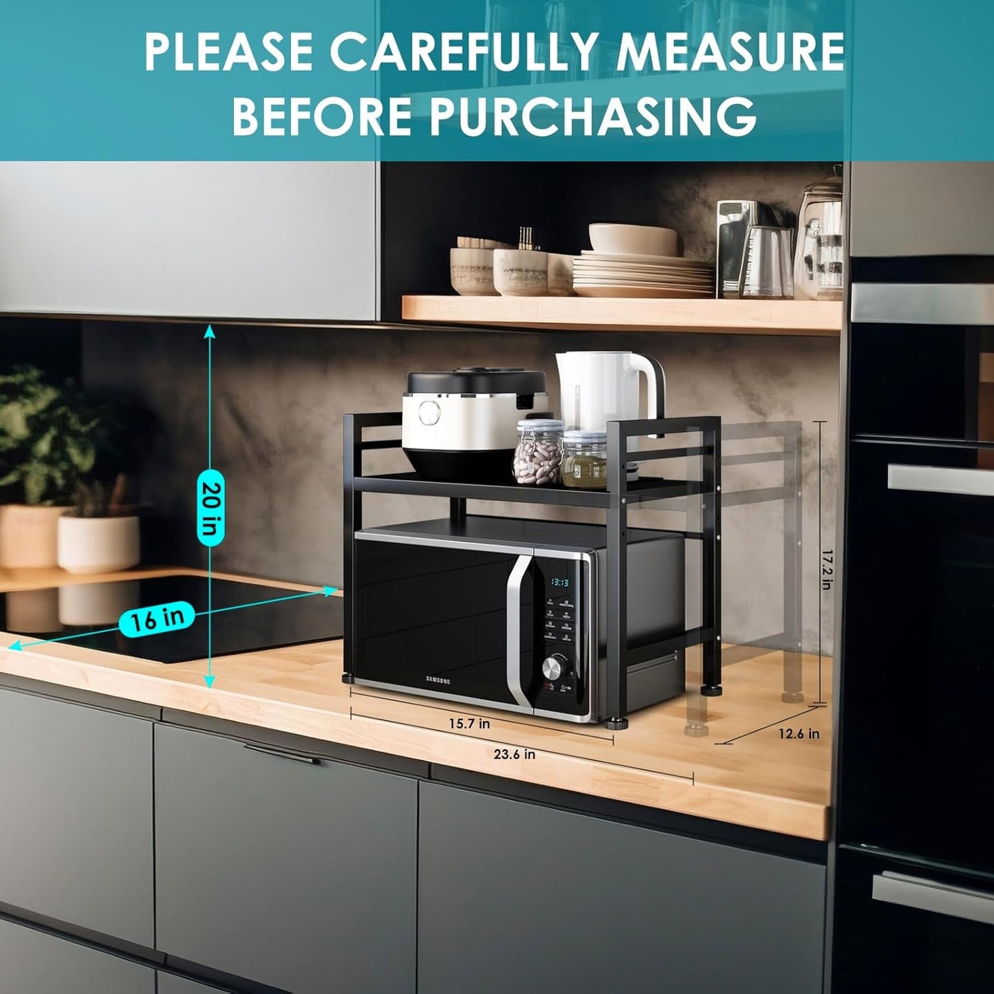 2 Tier Expandable Countertop Shelf | Space Saving Kitchen Rack