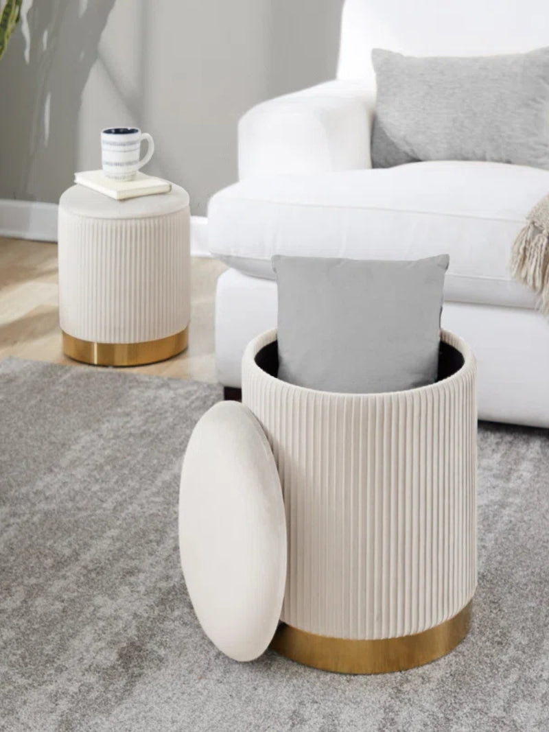 Callum Round Stool | Hidden Storage | Modern Home Furniture
