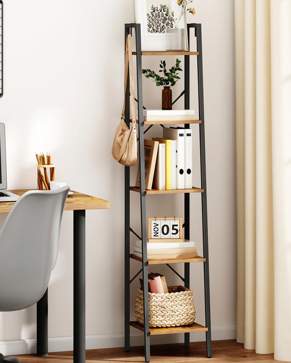 5 Tier Floor Shelf – Wall Standing Storage Rack for Home Decor