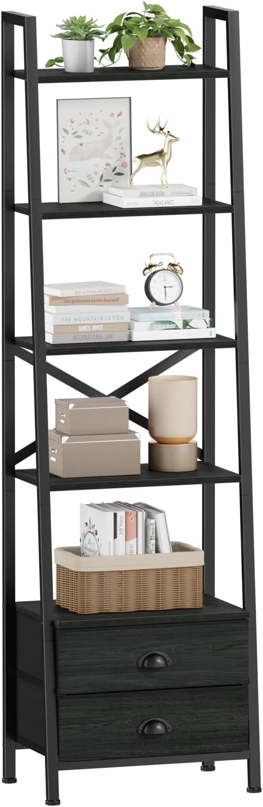 5 Tier Floor Shelf – Storage Rack with Drawers for Home Decor
