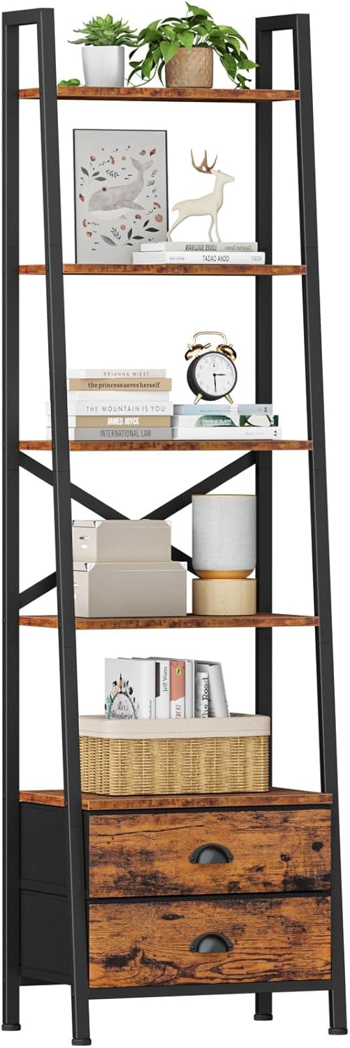 5 Tier Floor Shelf – Storage Rack with Drawers for Home Decor