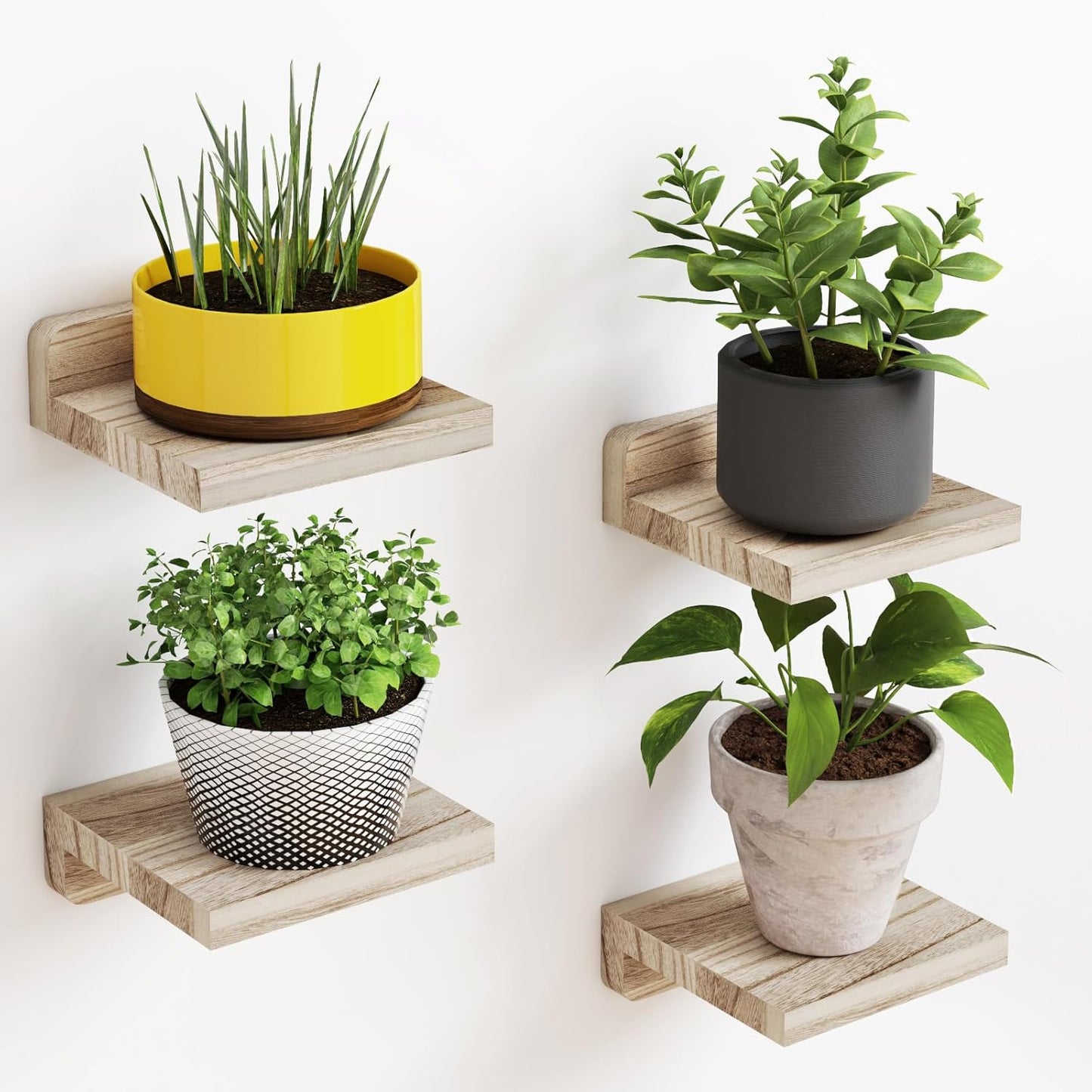 Small Floating Shelves | Set of 4 Rustic Wall Shelves for Home Decor