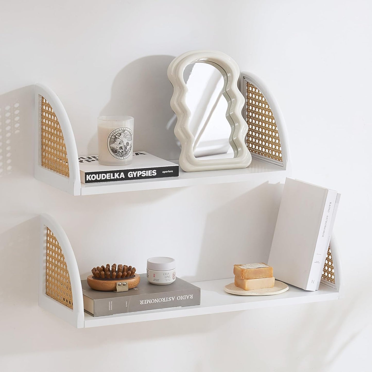 Rattan Floating Shelf | Wall Mounted Shelf for Home Decor