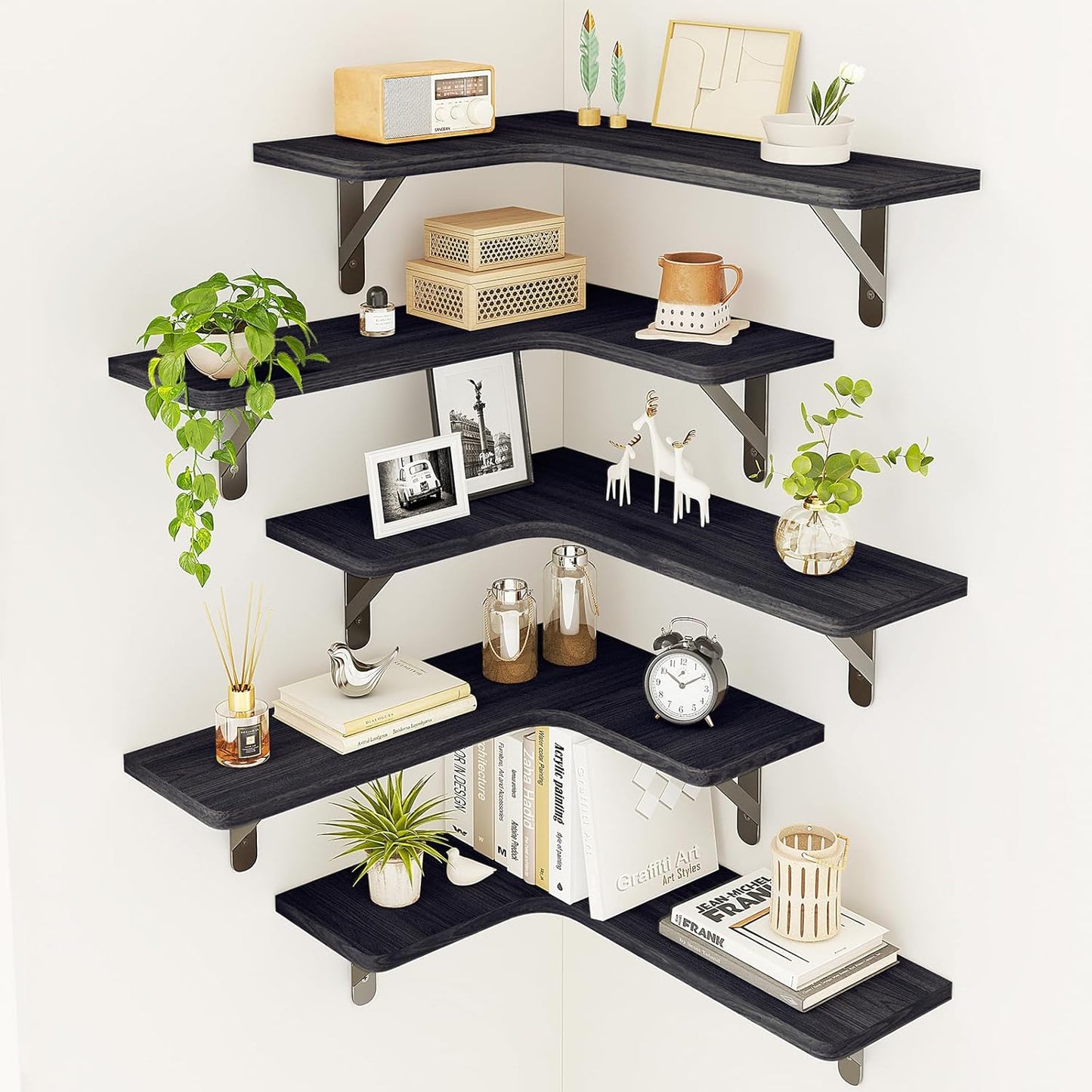 Corner Wall Shelves – Space Saving Floating Rack for Home Decor