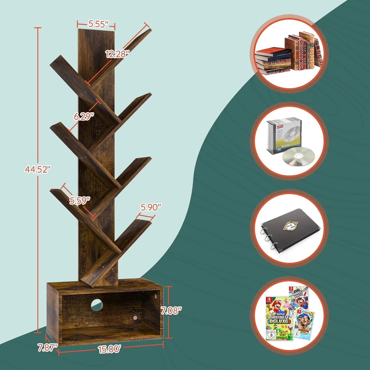 Modern Bookshelf – Space Saving Storage Rack for Home & Office