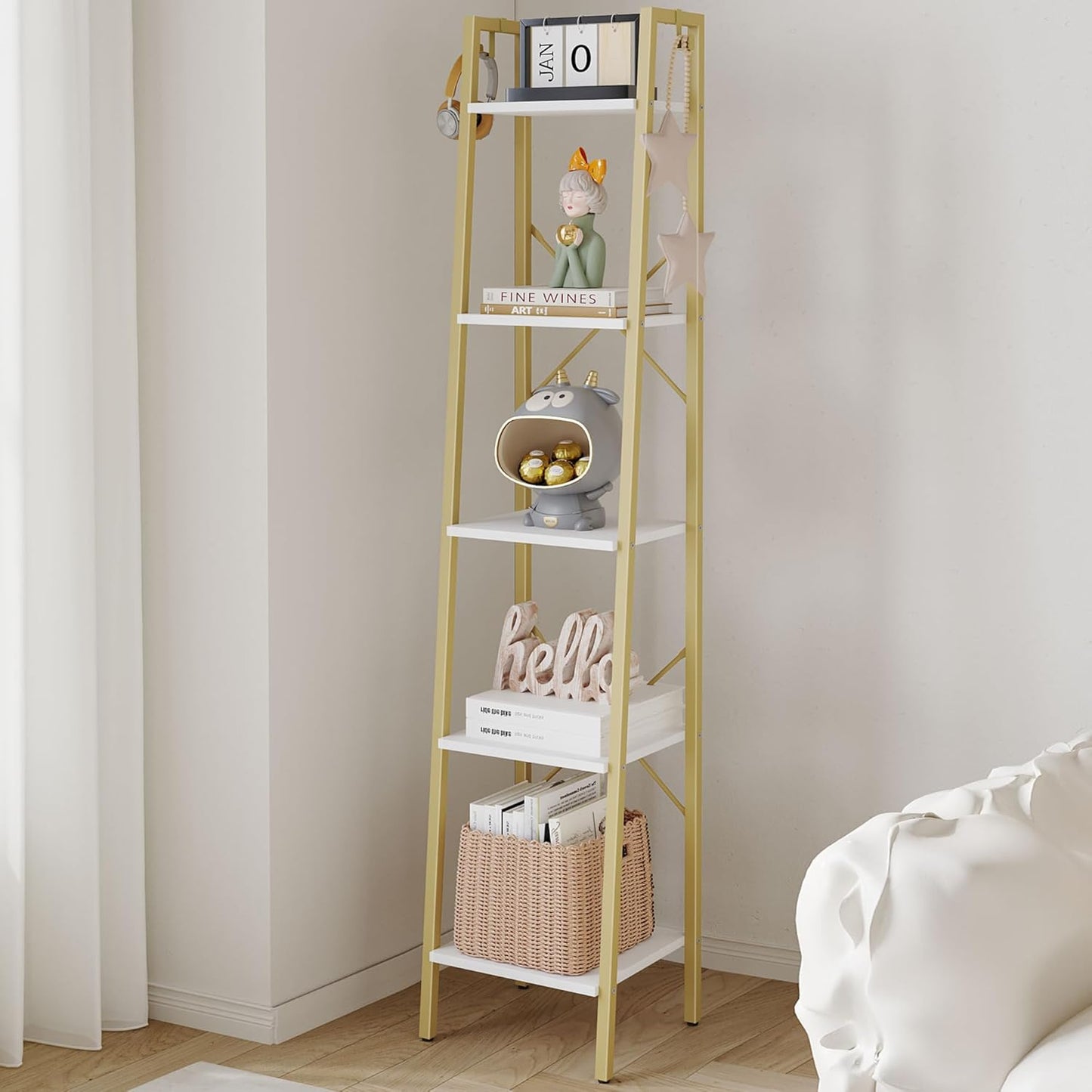 5 Tier Floor Shelf – Wall Standing Storage Rack for Home Decor