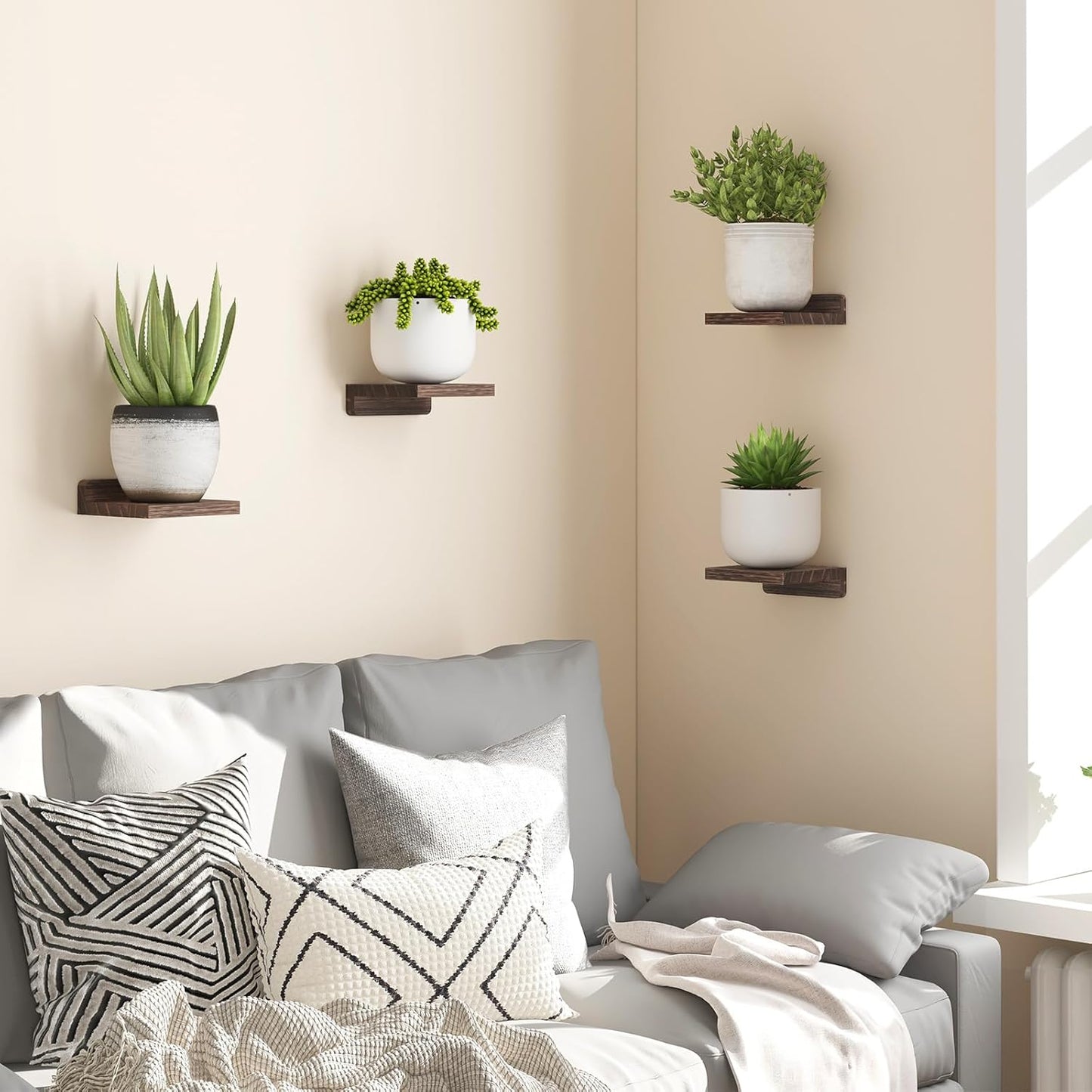 Small Floating Shelves | Set of 4 Rustic Wall Shelves for Home Decor