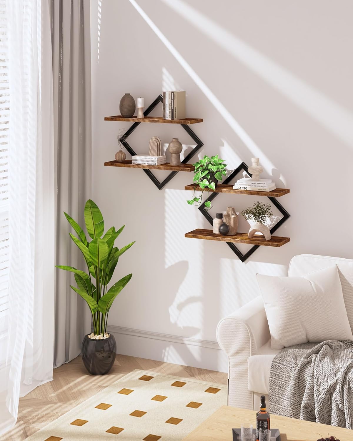 Double Tier Wall Shelves – Floating Storage Rack for Home Decor