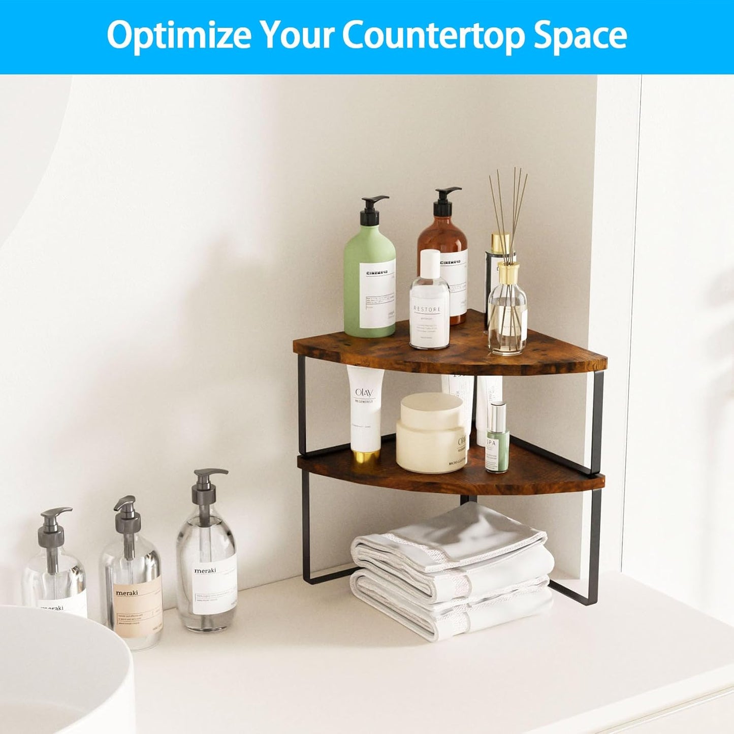 Corner Countertop Organizer | Space Saving Shelf for Home & Kitchen