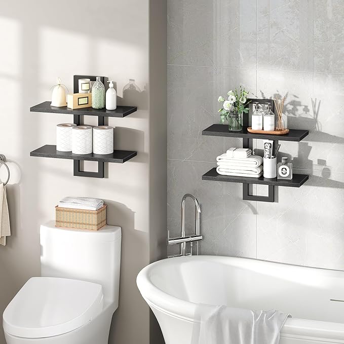 Double Layer Wall Shelves – Floating Storage Rack for Home Decor