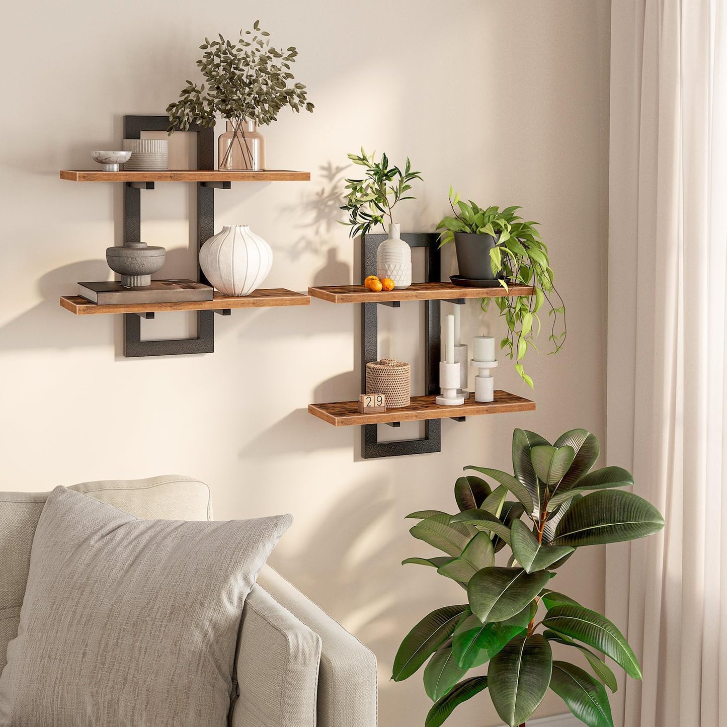 Double Layer Wall Shelves – Floating Storage Rack for Home Decor