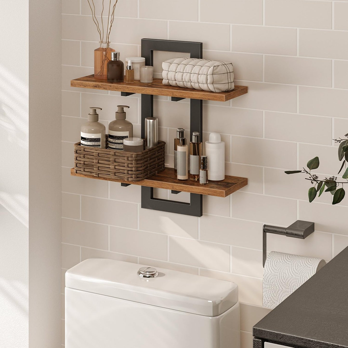 Double Layer Wall Shelves – Floating Storage Rack for Home Decor
