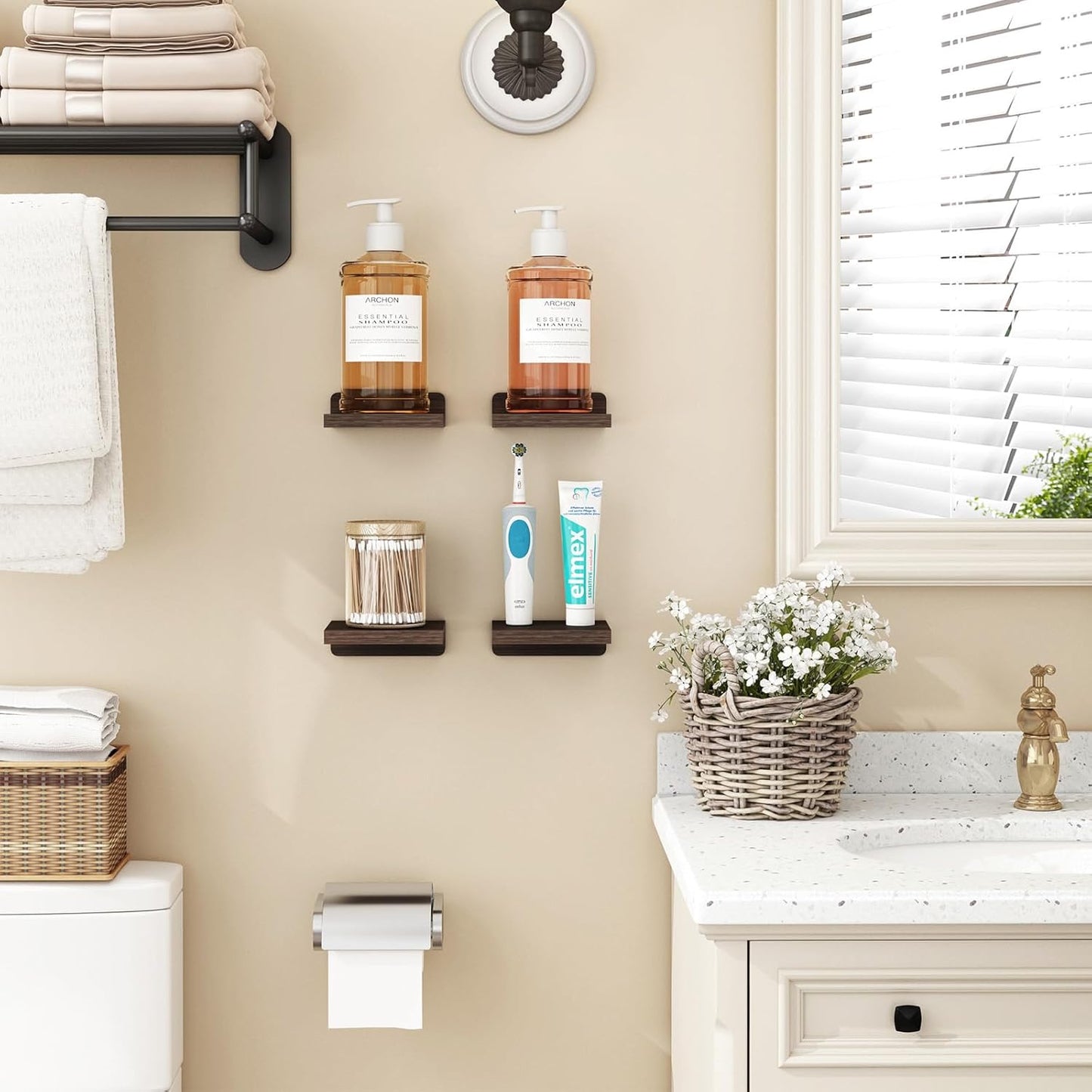 Small Floating Shelves | Set of 4 Rustic Wall Shelves for Home Decor