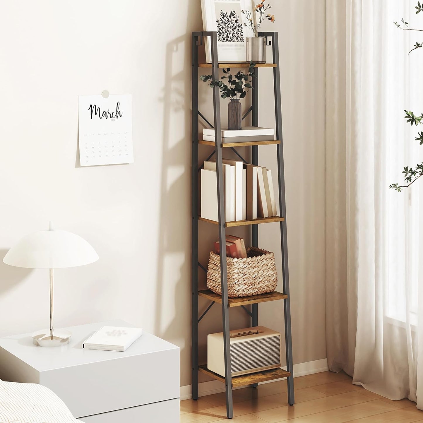 5 Tier Floor Shelf – Wall Standing Storage Rack for Home Decor