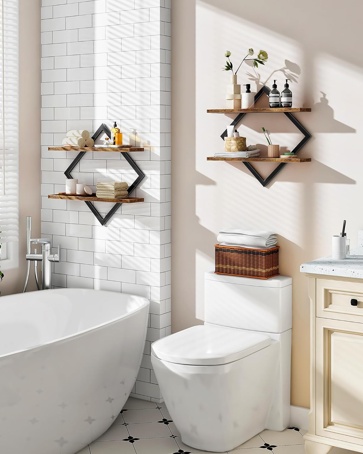 Double Tier Wall Shelves – Floating Storage Rack for Home Decor