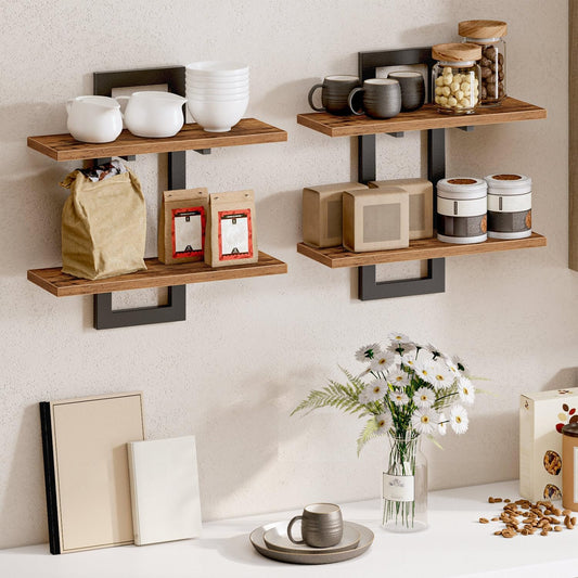 Double Layer Wall Shelves – Floating Storage Rack for Home Decor