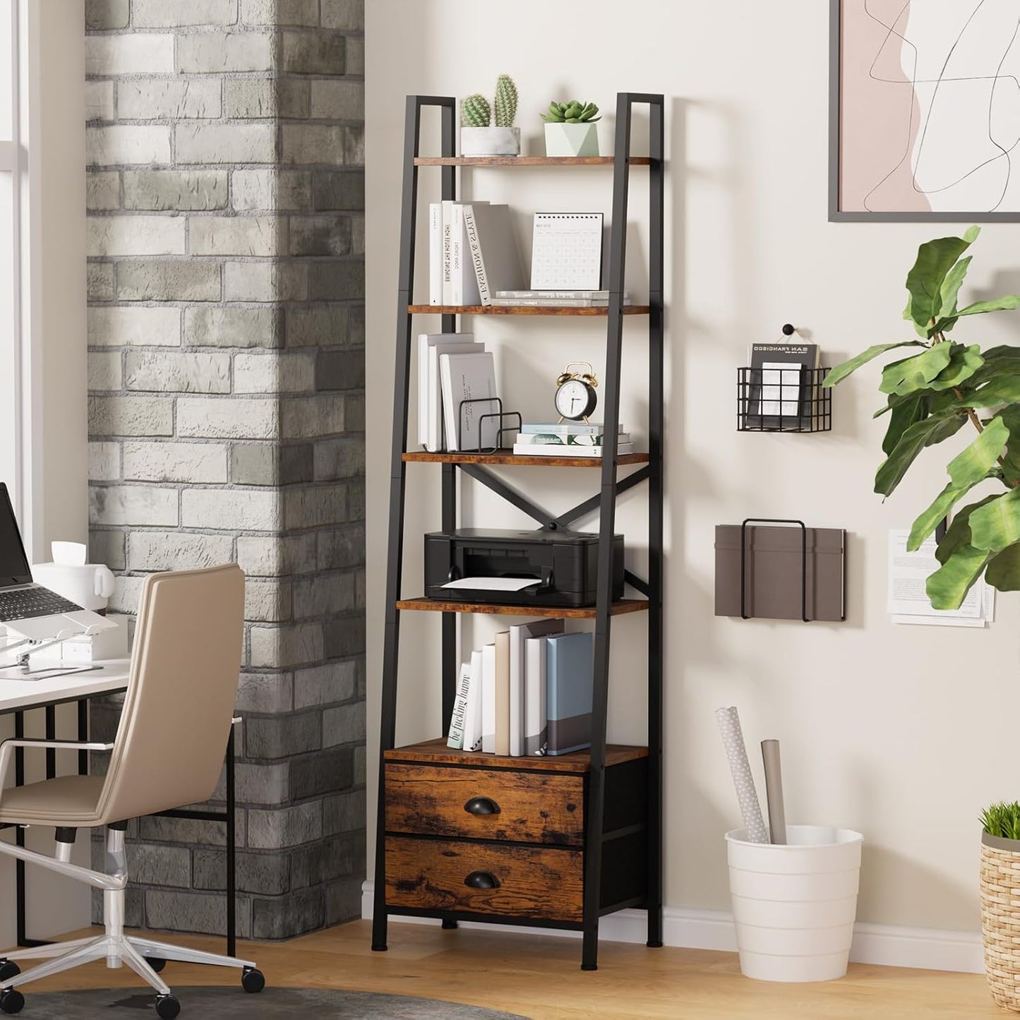5 Tier Floor Shelf – Storage Rack with Drawers for Home Decor