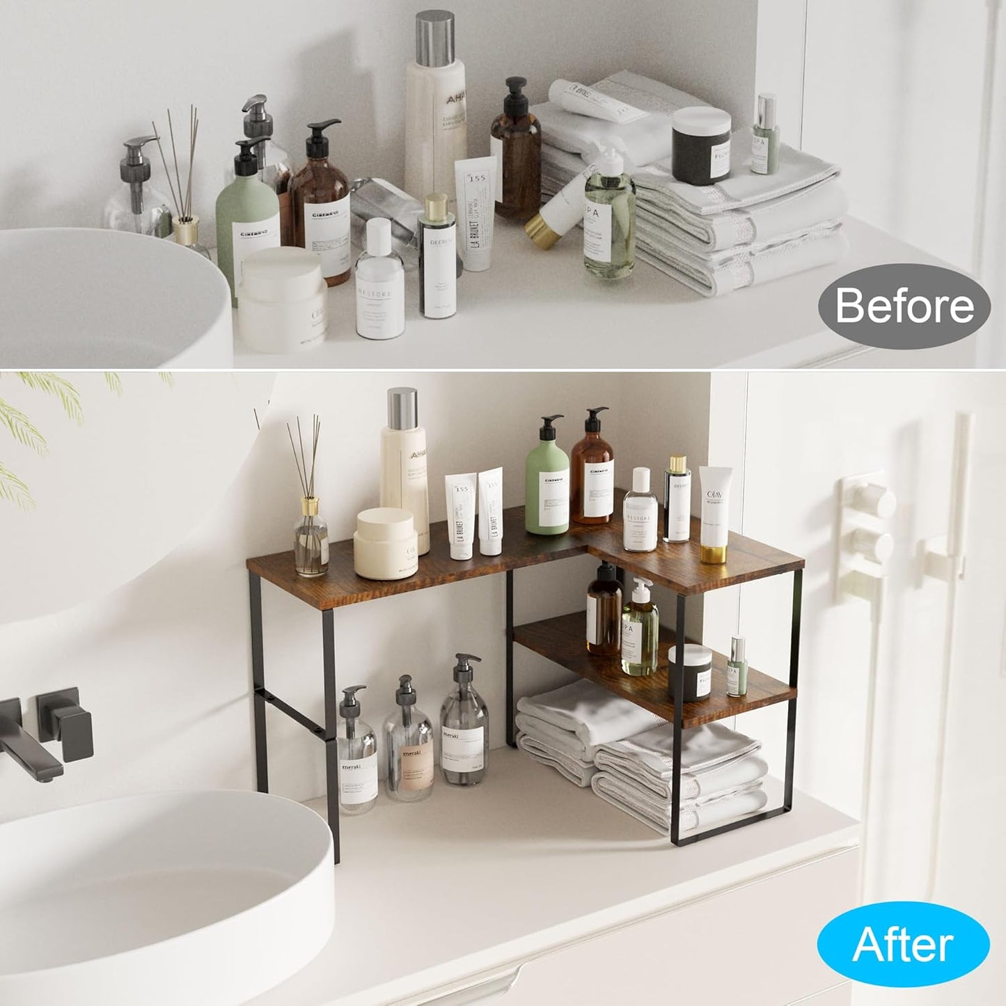 2 Tier Countertop Shelf | Space Saving Organizer for Home & Kitchen