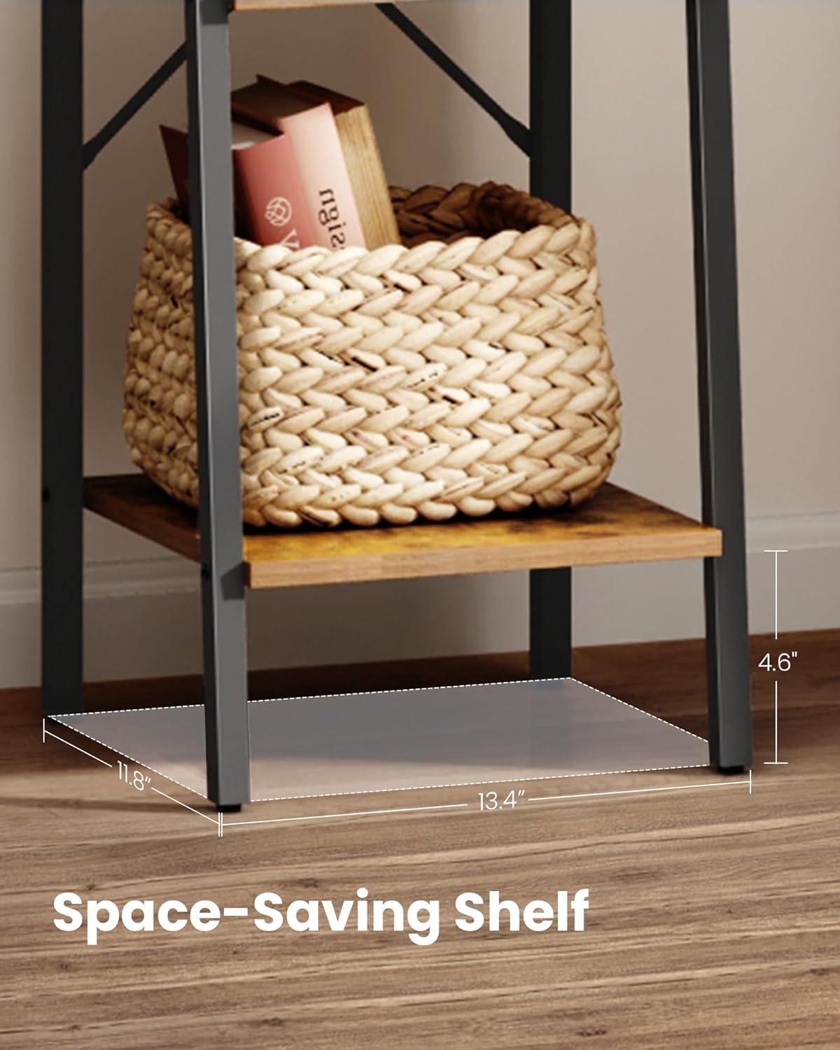 5 Tier Floor Shelf – Wall Standing Storage Rack for Home Decor