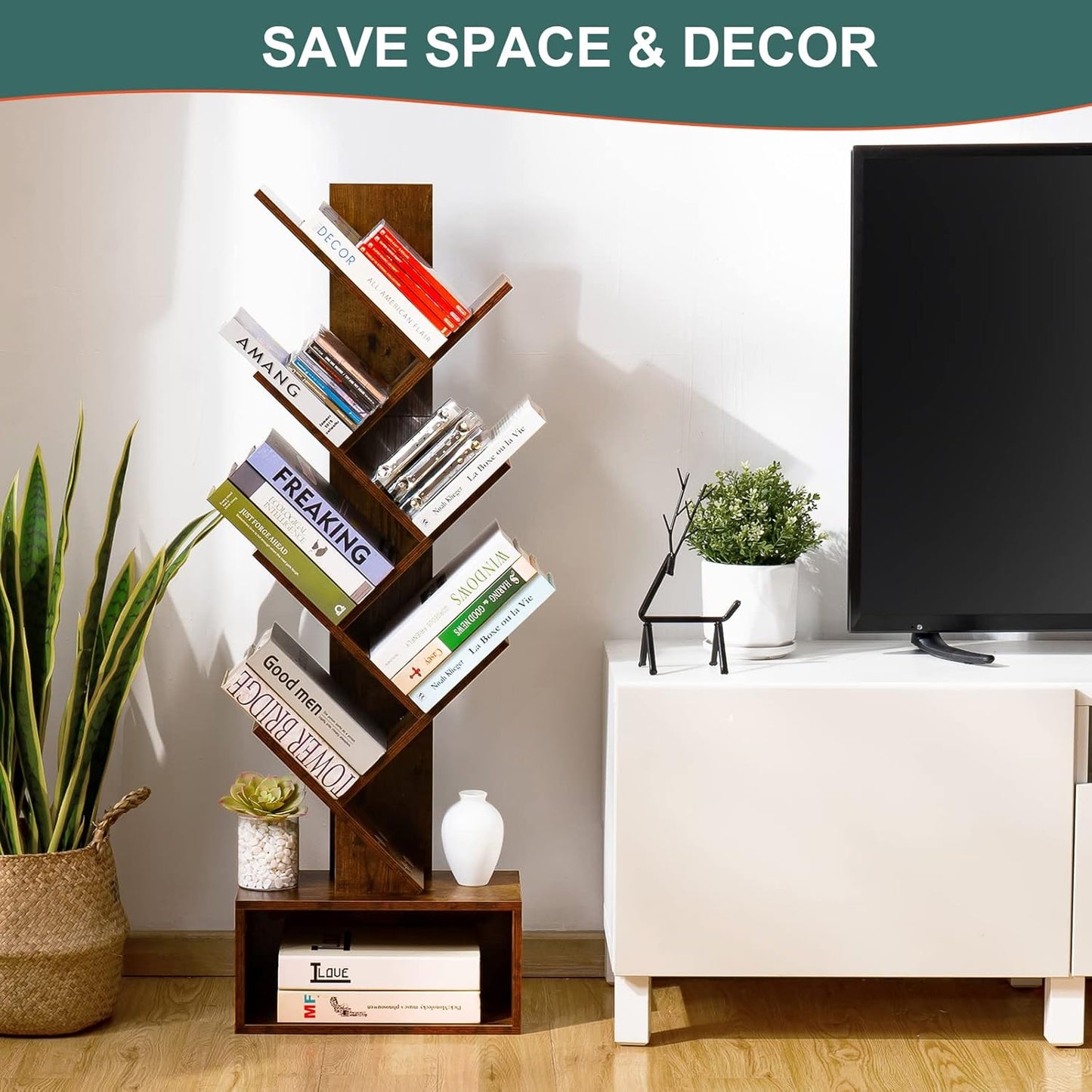Modern Bookshelf – Space Saving Storage Rack for Home & Office