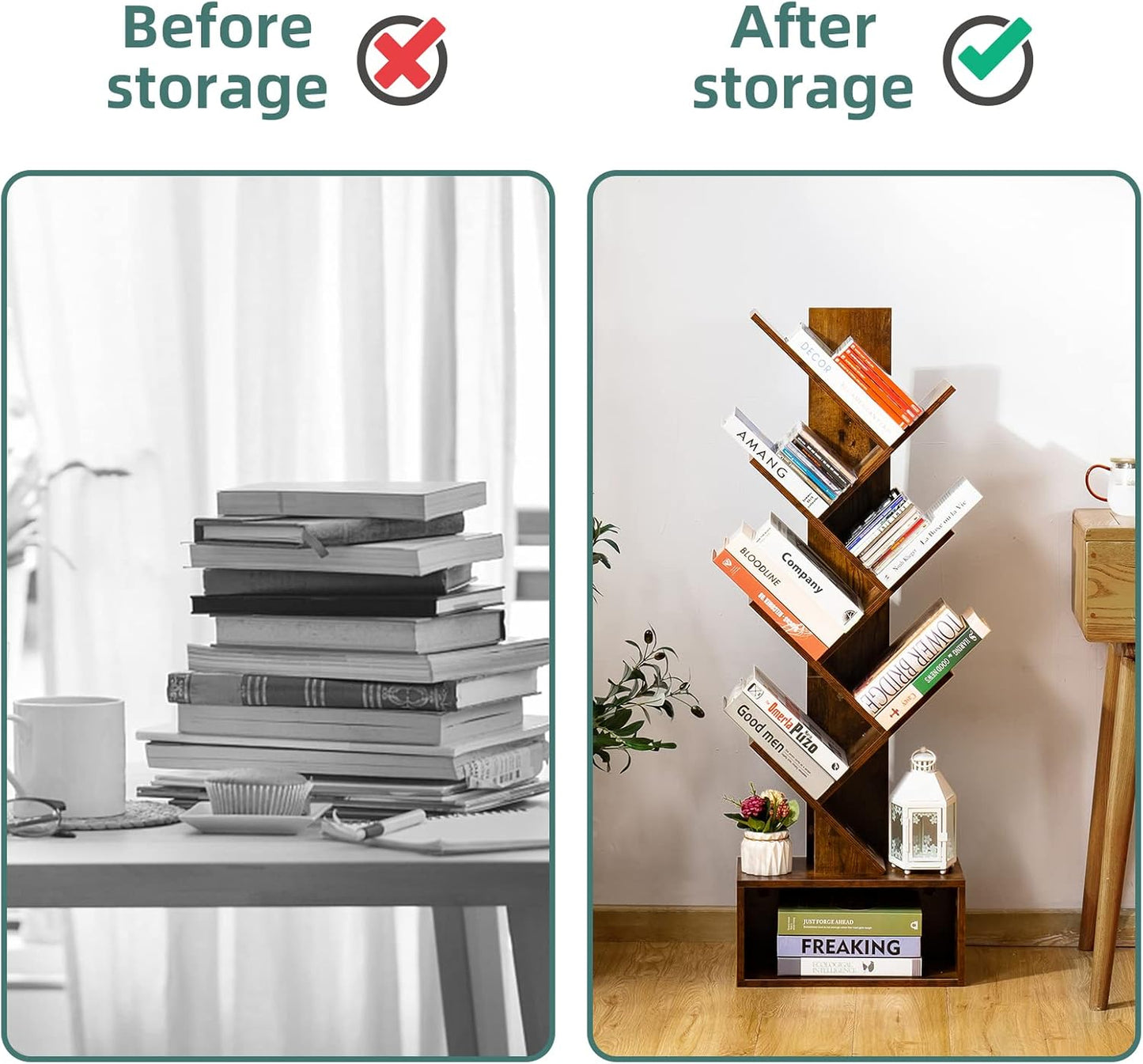 Modern Bookshelf – Space Saving Storage Rack for Home & Office