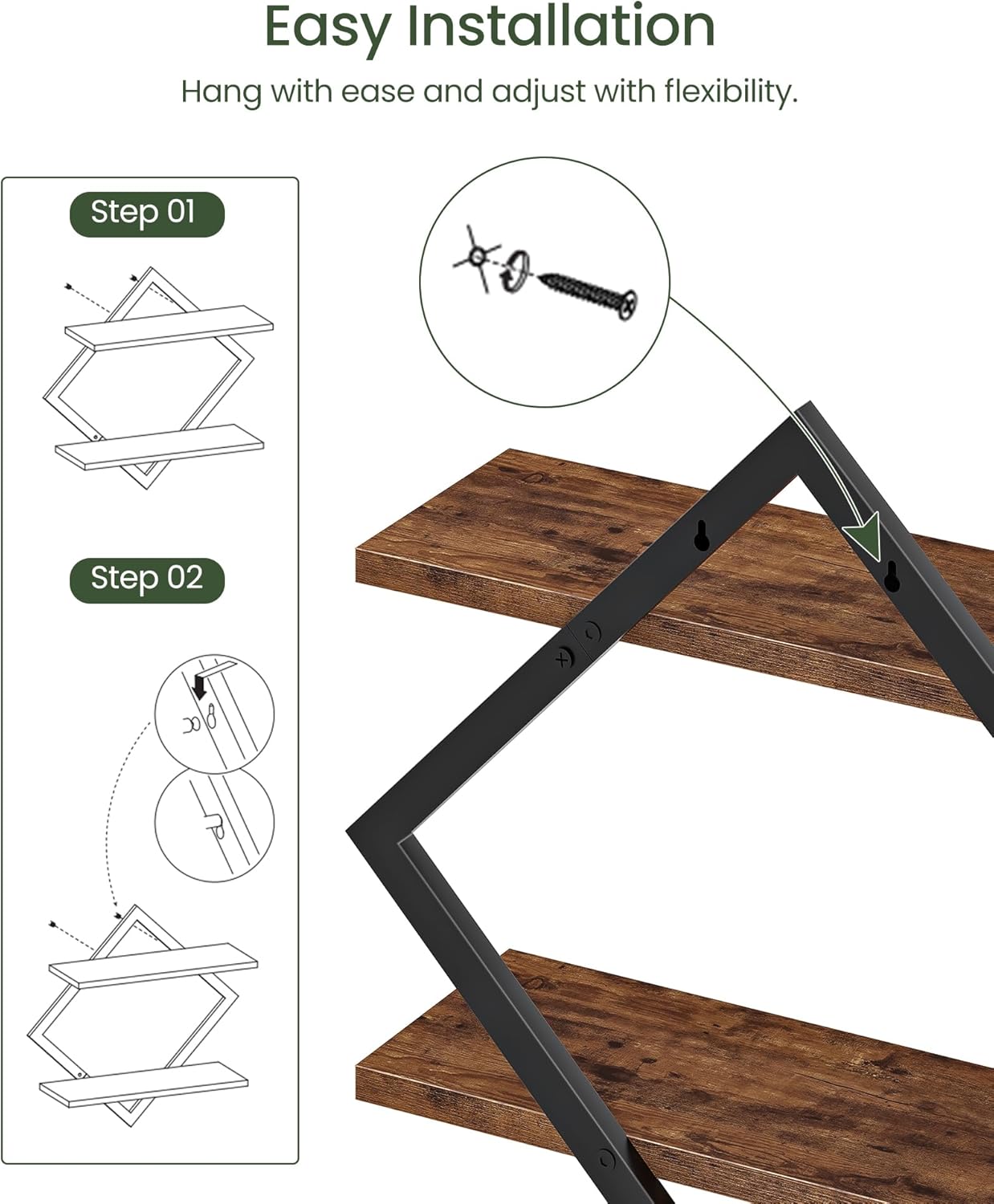 Double Tier Wall Shelves – Floating Storage Rack for Home Decor