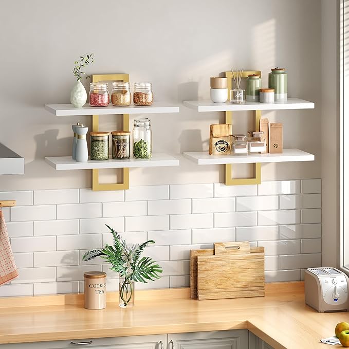 Double Layer Wall Shelves – Floating Storage Rack for Home Decor