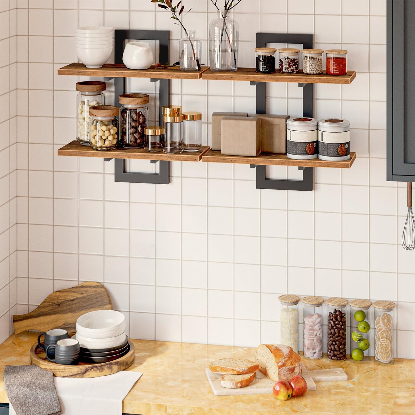 Double Layer Wall Shelves – Floating Storage Rack for Home Decor