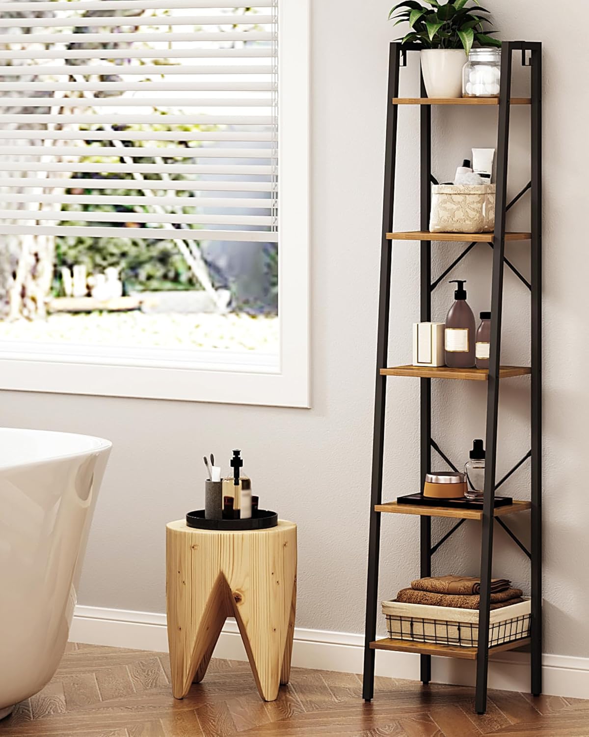 5 Tier Floor Shelf – Wall Standing Storage Rack for Home Decor
