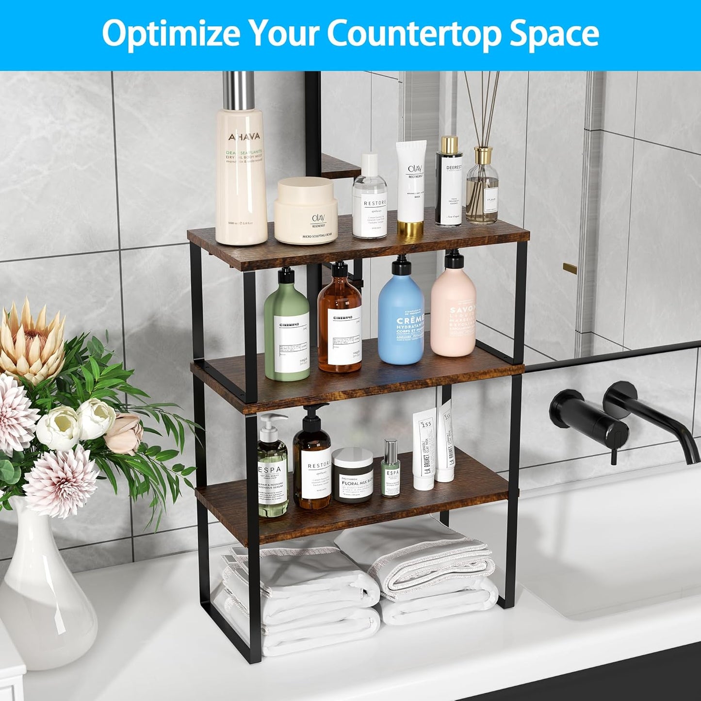 2 Tier Countertop Shelf | Space Saving Organizer for Home & Kitchen