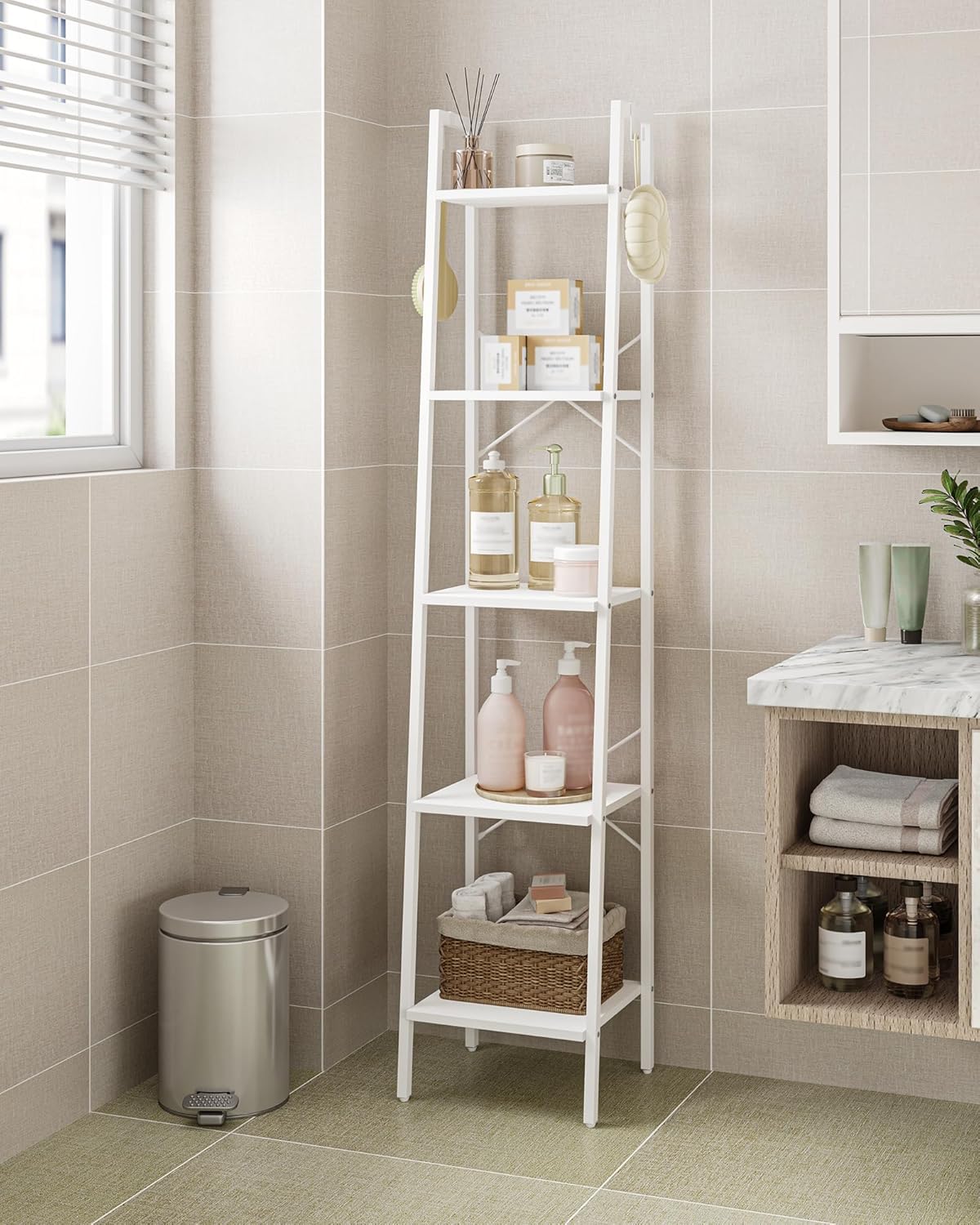 5 Tier Floor Shelf – Wall Standing Storage Rack for Home Decor