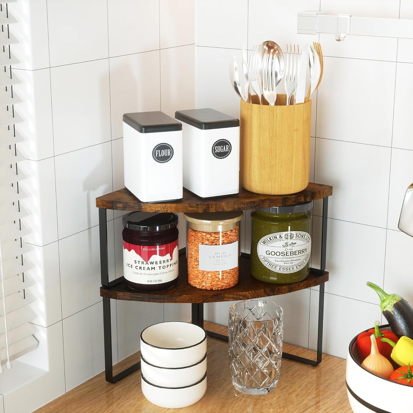 Corner Countertop Organizer | Space Saving Shelf for Home & Kitchen