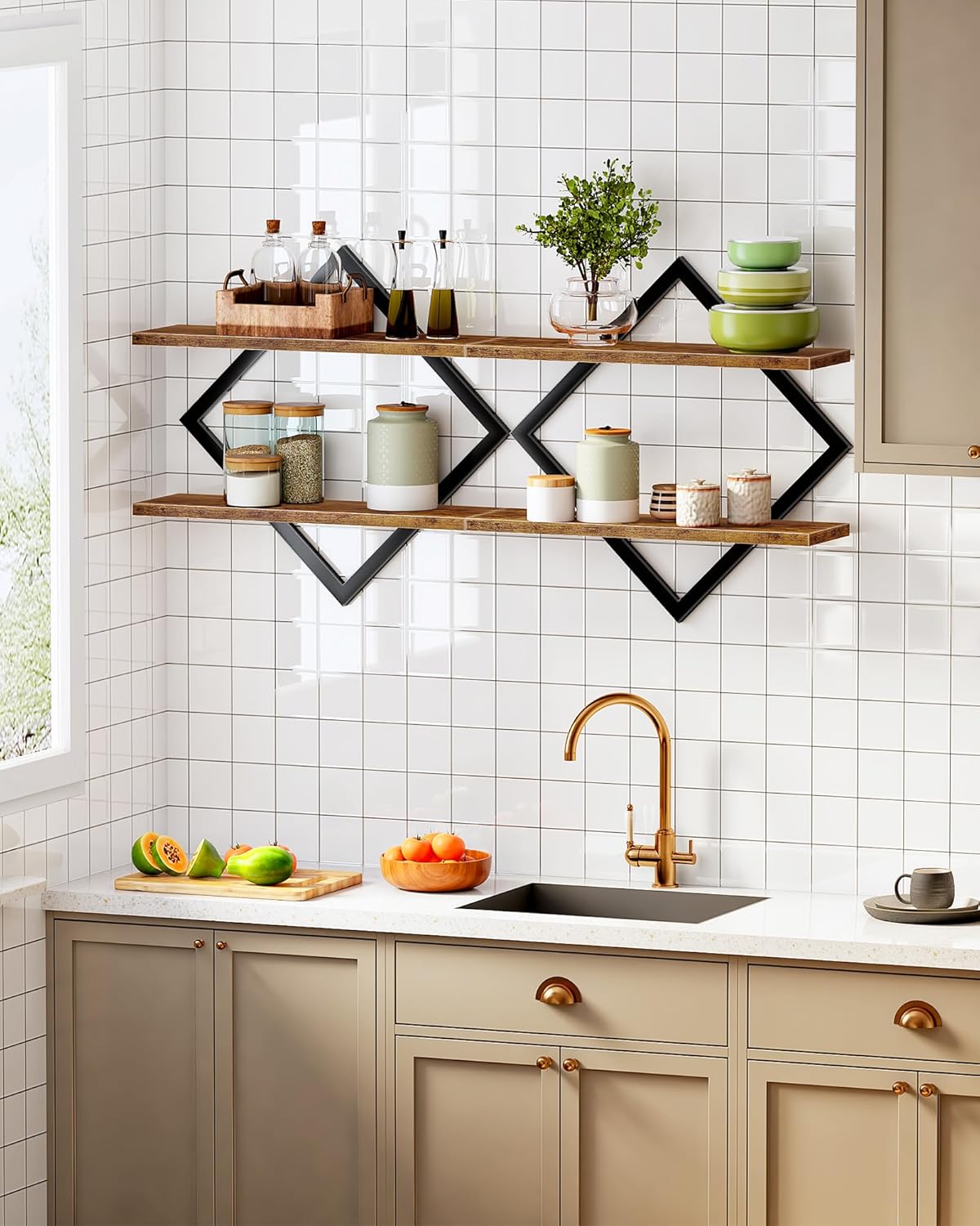 Double Tier Wall Shelves – Floating Storage Rack for Home Decor