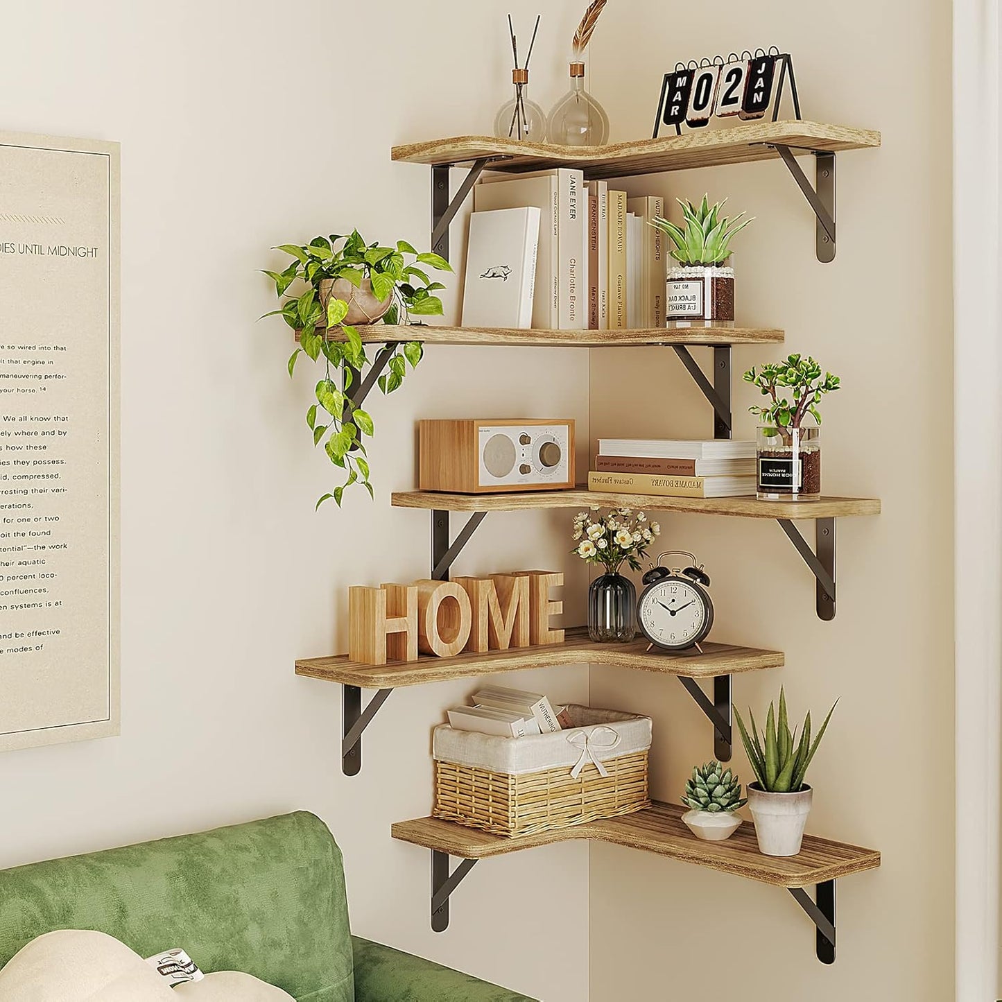Corner Wall Shelves – Space Saving Floating Rack for Home Decor