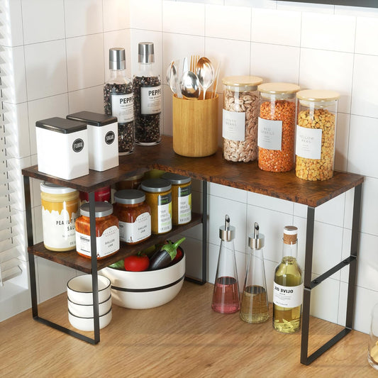 2 Tier Countertop Shelf | Space Saving Organizer for Home & Kitchen