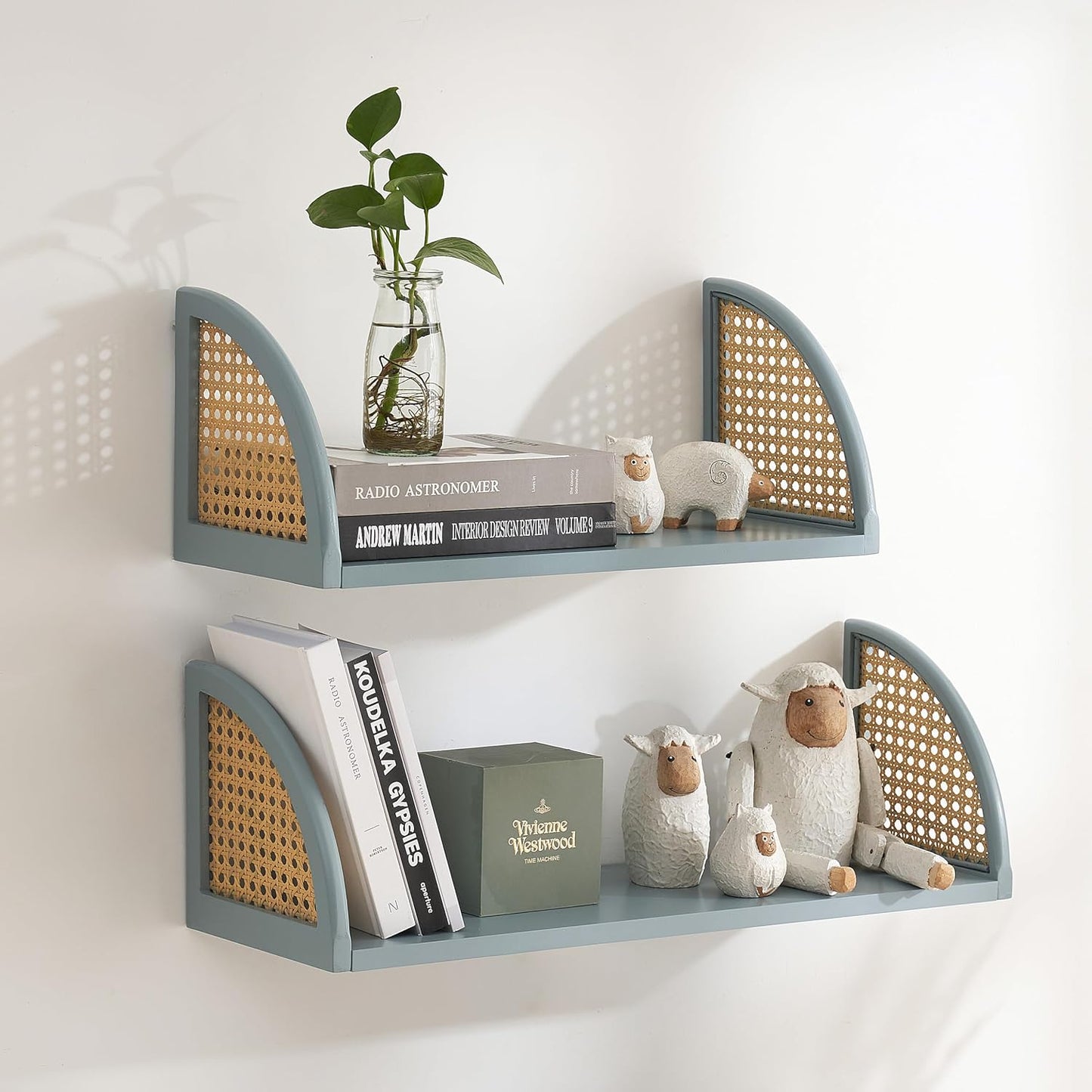 Rattan Floating Shelf | Wall Mounted Shelf for Home Decor