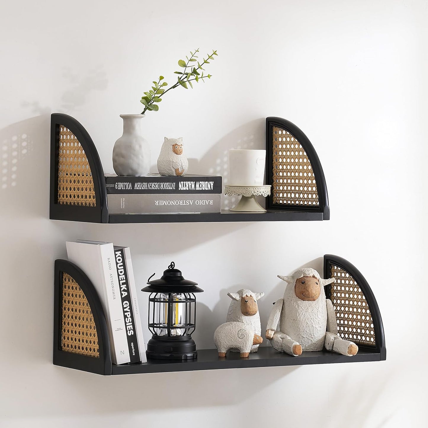 Rattan Floating Shelf | Wall Mounted Shelf for Home Decor