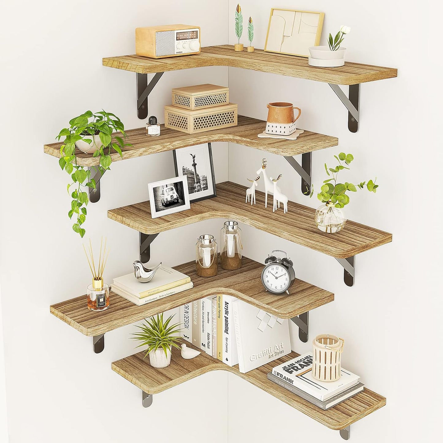 Corner Wall Shelves – Space Saving Floating Rack for Home Decor