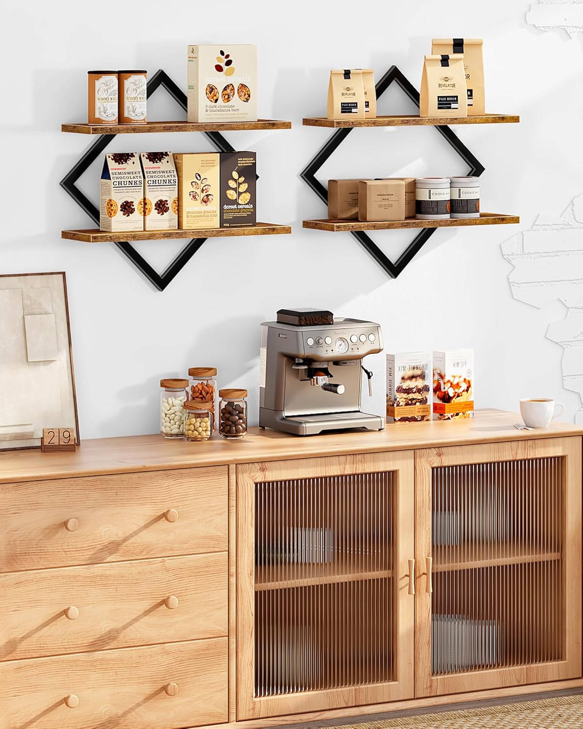 Double Tier Wall Shelves – Floating Storage Rack for Home Decor