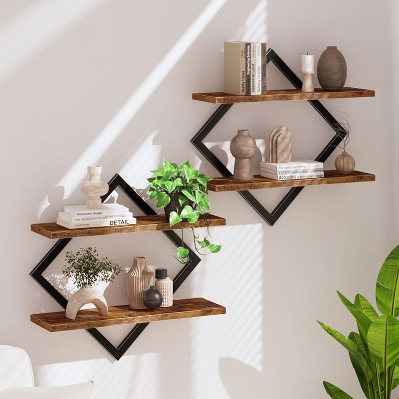 Double Tier Wall Shelves – Floating Storage Rack for Home Decor