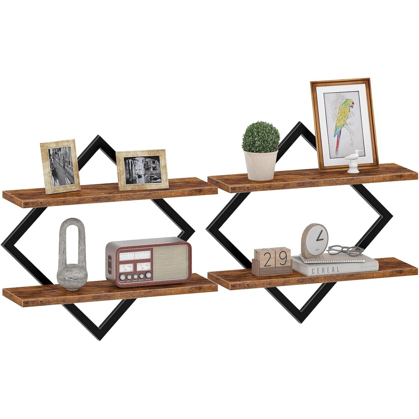 Double Tier Wall Shelves – Floating Storage Rack for Home Decor